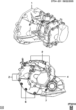 AUTOMATIC TRANSMISSION Chevrolet Aveo Sedan (Canada and US) 2007-2008 T 5-SPEED MANUAL TRANSMISSION (MLM) MOUNTING