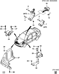 4-SPEED MANUAL TRANSMISSION Chevrolet Aveo Sedan (Canada and US) 2007-2008 T TRANSAXLE MOUNTING & ENGINE MOUNTING