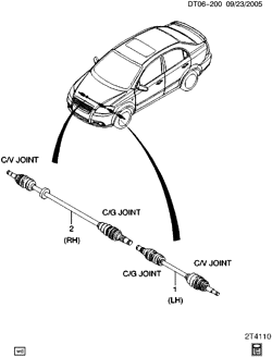 ПЕРЕДН. ПОДВЕКА, УПРАВЛ. Chevrolet Aveo Sedan (Canada and US) 2007-2008 T DRIVE SHAFT/FRONT WHEEL SHAFT (ASSEMBLY)