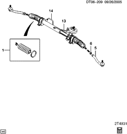 FRONT SUSPENSION-STEERING Chevrolet Aveo Sedan (Canada and US) 2007-2008 T STEERING ASM/RACK & PINION