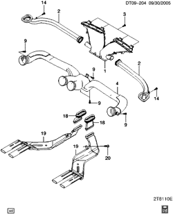 BODY MOUNTING-AIR CONDITIONING-AUDIO/ENTERTAINMENT Chevrolet Aveo Sedan (Canada and US) 2007-2008 T AIR DISTRIBUTION ASM