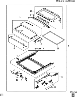 BODY MOLDINGS-SHEET METAL-REAR COMPARTMENT HARDWARE-ROOF HARDWARE Chevrolet Aveo Sedan (Canada and US) 2007-2008 T SUNROOF ASM
