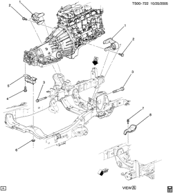 5-CYLINDER ENGINE Hummer H3 2006-2006 N1 ENGINE & TRANSMISSION MOUNTING
