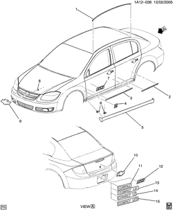 BODY MOLDINGS-SHEET METAL-REAR COMPARTMENT HARDWARE-ROOF HARDWARE Chevrolet Cobalt 2007-2007 A69 MOLDINGS/BODY