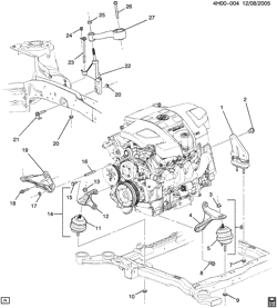 MOTOR 6 CILINDROS Buick Lucerne 2006-2008 H ENGINE & TRANSMISSION MOUNTING-V6 (L26/3.8-2)
