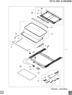 BODY MOLDINGS-SHEET METAL-REAR COMPARTMENT HARDWARE-ROOF HARDWARE Chevrolet Epica (Canada) 2004-2006 V SUNROOF ASSEMBLY