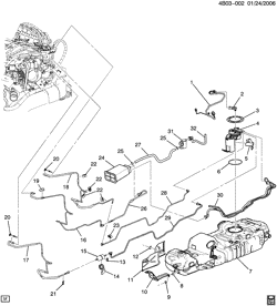 FUEL SYSTEM-EXHAUST-EMISSION SYSTEM Buick Rendezvous 2005-2005 B FUEL SUPPLY SYSTEM (LA1/3.4E)