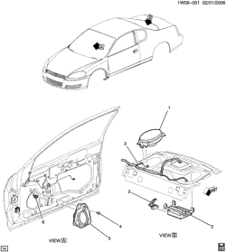 КРЕПЛЕНИЕ КУЗОВА-КОНДИЦИОНЕР-АУДИОСИСТЕМА Chevrolet Monte Carlo 2006-2007 W27 AUDIO SYSTEM/SPEAKERS & AMPLIFIER