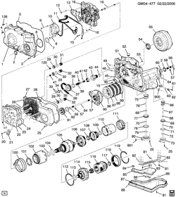 FREIOS Chevrolet Cavalier 1997-2005 J AUTOMATIC TRANSMISSION (MN4) PART 1 HM 4T40-E CASE & RELATED PARTS