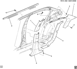 ОТДЕЛКА САЛОНА - ОТДЕЛКА ПЕРЕДН. СИДЕНЬЯ-РЕМНИ БЕЗОПАСНОСТИ Chevrolet Malibu Classic (Carryover Model) 2004-2004 N69 TRIM/CENTER PILLAR & QUARTER (1ST DES)