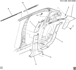 ОТДЕЛКА САЛОНА - ОТДЕЛКА ПЕРЕДН. СИДЕНЬЯ-РЕМНИ БЕЗОПАСНОСТИ Chevrolet Malibu Classic (Carryover Model) 2005-2005 N69 TRIM/CENTER PILLAR & QUARTER