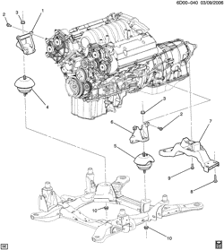 MOTOR 8 CILINDROS Cadillac SRX 2007-2009 E ENGINE & TRANSMISSION MOUNTING-V8 (LH2/4.6A)