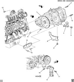 АВТОМАТИЧЕСКАЯ КОРОБКА ПЕРЕДАЧ Buick LaCrosse/Allure 2005-2009 W19 TRANSMISSION TO ENGINE MOUNTING (L26/3.8-2)