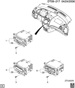 BODY MOUNTING-AIR CONDITIONING-AUDIO/ENTERTAINMENT Chevrolet Aveo Sedan (Canada and US) 2007-2008 T RADIO MOUNTING