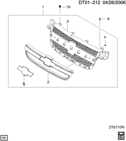 COOLING SYSTEM-GRILLE-OIL SYSTEM Chevrolet Aveo Sedan (Canada and US) 2007-2008 T GRILLE/RADIATOR