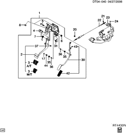 AUTOMATIC TRANSMISSION Chevrolet Aveo Sedan (Canada and US) 2004-2005 T BRAKE PEDAL AND ACCEL CONT