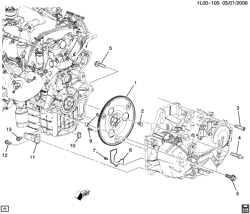 4-ЦИЛИНДРОВЫЙ ДВИГАТЕЛЬ Chevrolet Equinox 2007-2009 L ENGINE TO TRANSMISSION MOUNTING (M09,M45)