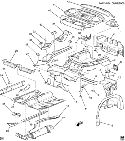 BODY MOLDINGS-SHEET METAL-REAR COMPARTMENT HARDWARE-ROOF HARDWARE Chevrolet Cobalt 2005-2010 A37 SHEET METAL/BODY PART 3-UNDERBODY & REAR END