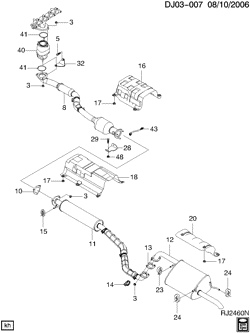 FUEL SYSTEM-EXHAUST-EMISSION SYSTEM Chevrolet Optra (Canada) 2004-2007 J EXHAUST SYSTEM