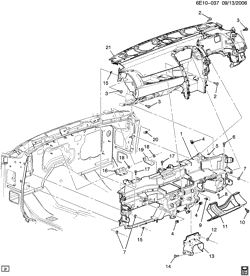 PARE-BRISE - ESSUI-GLACE - RÉTROVISEURS - TABLEAU DE BOR - CONSOLE - PORTES Cadillac SRX 2007-2008 EE TABLEAU DE BORD PART 3 STRUCTURE