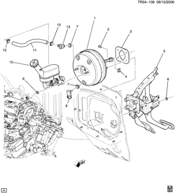 CAIXA TRANSFERÊNCIA Buick Enclave (2WD) 2007-2008 RV1 BRAKE BOOSTER & MASTER CYLINDER MOUNTING