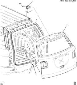 ESTRUTURA CARROCERIA TRASEIRA-MOLDURAS E ACABAMENTO - BAGAGEIRO CARGA Buick Enclave (2WD) 2007-2017 RV1 LIFTGATE HARDWARE PART 1 (G.M.C. Z88)