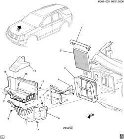 КРЕПЛЕНИЕ КУЗОВА-КОНДИЦИОНЕР-АУДИОСИСТЕМА Cadillac SRX 2007-2009 E AIR DISTRIBUTION SYSTEM-FRONT AIR INLET