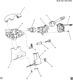 FRONT SUSPENSION-STEERING Chevrolet Equinox 2007-2009 L STEERING COLUMN PART 2 COVERS & SWITCHES