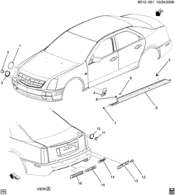 BODY MOLDINGS-SHEET METAL-REAR COMPARTMENT HARDWARE-ROOF HARDWARE Cadillac STS 2007-2007 DW29 MOLDINGS/BODY-BELOW BELT