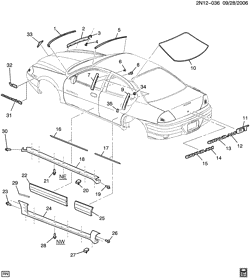 BODY MOLDINGS-SHEET METAL-REAR COMPARTMENT HARDWARE-ROOF HARDWARE Pontiac Grand Am 2004-2004 N69 MOLDINGS/BODY