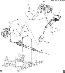 FRONT SUSPENSION-STEERING Cadillac SRX 2007-2008 EE STEERING SYSTEM & RELATED PARTS