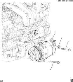 КРЕПЛЕНИЕ КУЗОВА-КОНДИЦИОНЕР-АУДИОСИСТЕМА Chevrolet Captiva Sport (Canada and US) 2012-2015 L A/C COMPRESSOR MOUNTING (LEA/2.4K)