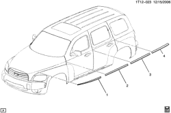 BODY MOLDINGS-SHEET METAL-REAR COMPARTMENT HARDWARE-ROOF HARDWARE Chevrolet HHR 2007-2007 A STRIPES/BODY (FALL SPECIAL B2N)