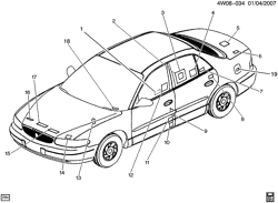 FRONT END SHEET METAL-HEATER-VEHICLE MAINTENANCE Buick Regal 2003-2003 W LABELS