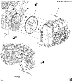 6-CYLINDER ENGINE Chevrolet Traverse (2WD) 2011-2017 RV1 ENGINE TO TRANSMISSION MOUNTING (LLT/3.6D)