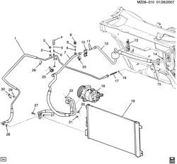 BODY MOUNTING-AIR CONDITIONING-AUDIO/ENTERTAINMENT Chevrolet Malibu 2008-2010 ZF A/C REFRIGERATION SYSTEM (LAT/2.4-5)
