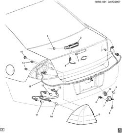 DÉMARREUR - ALTERNATEUR - ALLUMAGE - ÉLECTRIQUE - LAMPES Chevrolet Impala Limited (Carryover Model) 2006-2016 W19 FEUX/ARRIÈRE