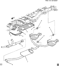 FUEL SYSTEM-EXHAUST-EMISSION SYSTEM Buick Enclave (AWD) 2007-2008 RV1 EXHAUST SYSTEM PART 2 REAR (G.M.C. Z88)