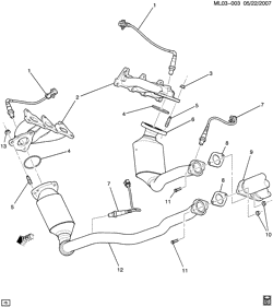 FUEL SYSTEM-EXHAUST-EMISSION SYSTEM Chevrolet Equinox 2008-2009 L EXHAUST SYSTEM PART 1 FRONT (LY7/3.6-7)