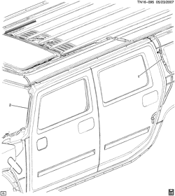 CAB AND BODY PARTS-WIPERS-MIRRORS-DOORS-TRIM-SEAT BELTS Hummer H2 SUT - 36 Bodystyle 2008-2009 N2 SUNROOF DRAINAGE (CF5)