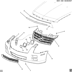 COOLING SYSTEM-GRILLE-OIL SYSTEM Cadillac STS 2008-2009 DW,DY29 GRILLE/RADIATOR (EXC ADAPTIVE CRUISE K59)