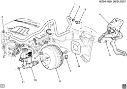 AUTOMATIC TRANSMISSION Pontiac G6 2007-2009 Z BRAKE BOOSTER & MASTER CYLINDER MOUNTING (LE5/2.4B)