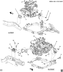 4-CYLINDER ENGINE Pontiac G6 2008-2008 Z ENGINE & TRANSMISSION MOUNTING-L4 (LE5/2.4B, MN5)(1ST DES)