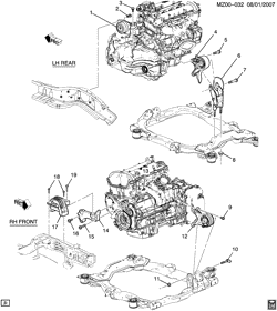 6-ЦИЛИНДРОВЫЙ ДВИГАТЕЛЬ Chevrolet Malibu 2010-2010 Z ENGINE & TRANSMISSION MOUNTING-L4 (LE5/2.4B,LE9/2.4V, MH8)