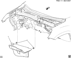 ЛИСТОВОЙ МЕТАЛЛ ПЕРЕДНЕЙ ЧАСТИ - ОБОГРЕВАТЕЛЬ - ТЕХОБСЛУЖИВАНИЕ АВТОМОБИЛЯ Chevrolet Traverse (2WD) 2007-2010 RV1 INSULATORS/ENGINE COMPARTMENT (G.M.C. Z88)