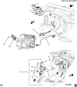 4-CYLINDER ENGINE Pontiac G5 2009-2010 A CLUTCH PEDAL & CYLINDERS (LAP/2.2H, M86)