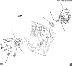TRANSFER CASE Hummer H3 (Right Hand Drive) 2007-2008 N1 BRAKE PEDAL & MASTER CYLINDER MOUNTING (RHD)