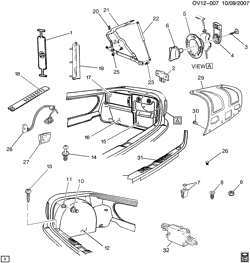 BODY MOLDINGS-SHEET METAL-REAR COMPARTMENT HARDWARE-ROOF HARDWARE Cadillac Catera 1997-2001 V REAR COMPARTMENT HARDWARE & TRIM