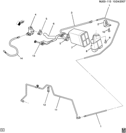 FUEL SYSTEM-EXHAUST-EMISSION SYSTEM Chevrolet Cavalier 2000-2002 J VAPOR CANISTER & RELATED PARTS (LN2/2.2-4)
