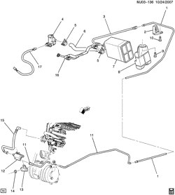FUEL SYSTEM-EXHAUST-EMISSION SYSTEM Chevrolet Cavalier 2000-2002 J VAPOR CANISTER & RELATED PARTS (LD9/2.4T)